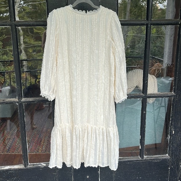 Dazy Ivory Ruffle Trimmed Puff Sleeve Mock Neck Dress Size Small - Picture 5 of 8